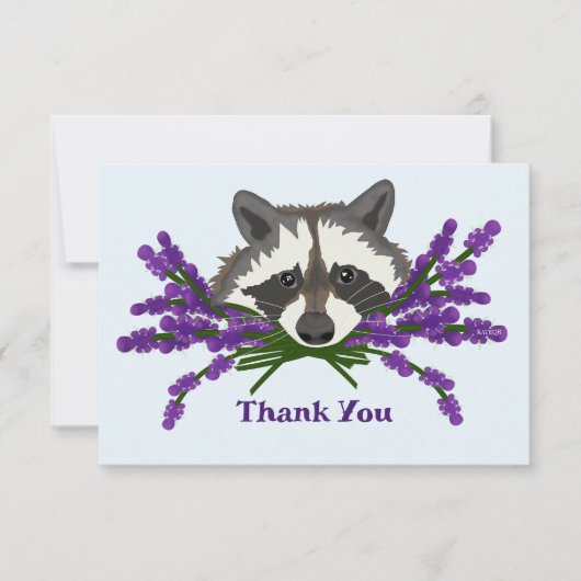 Raccoon mit Lavendel Dankeskarte (Vorderseite)