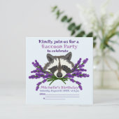 Raccoon mit Lavendel Raccoon Party Einladung (Stehend Vorderseite)