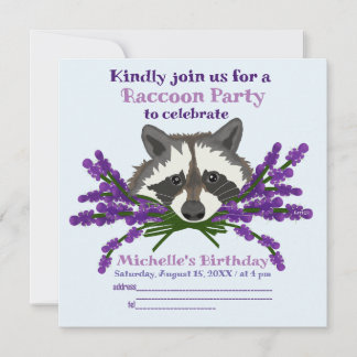 Raccoon mit Lavendel Raccoon Party Einladung