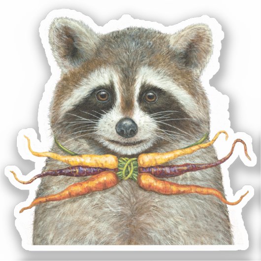 Raccoon mit Regenbogenkarottenbogen-Krawatte Aufkleber (Vorderseite)