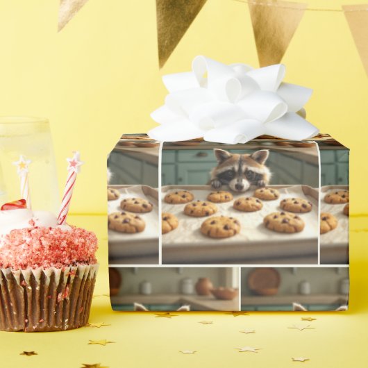 Raccoon mit Schokolade Chip Cookies Geschenkpapier (Geburtstagsparty)