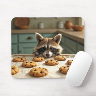 Raccoon mit Schokolade Chip Cookies Mousepad