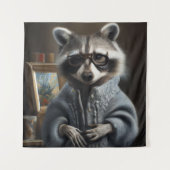 Raccoon mit Trikotmantel und Brillengläsern Wandteppich (Vorderseite)