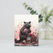 Raccoon mit Valentinstag-Müll Postkarte (Stehend Vorderseite)
