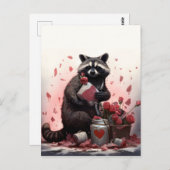 Raccoon mit Valentinstag-Müll Postkarte (Vorne/Hinten)
