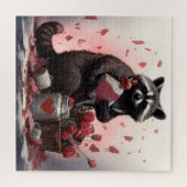 Raccoon mit Valentinstag-Müll Puzzle (Horizontal)