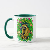 Raccoon mitten im Garten der Wildblume Tasse (Links)