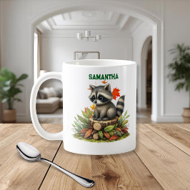 Raccoon Mug | Cute Raccoon with Autumn Leaves Mug Kaffeetasse