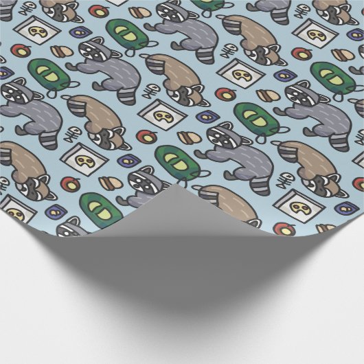 Raccoon-Muster Geschenkpapier (Ecke)