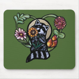 Raccoon Natur liebt Sonnenblumen Mousepad