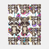 Raccoon Niedlich Kawaii Twin Sweet Pattern Fleecedecke (Vorderseite)