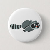 Raccoon niedlich Running Cartoon Button (Vorderseite)