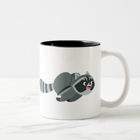 Raccoon niedlich Running Cartoon Zweifarbige Tasse (Rechts)