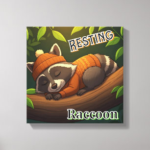Raccoon   Niedlicher Cartoon Kids Kinderzimmer Art Leinwanddruck