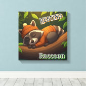 Raccoon | Niedlicher Cartoon Kids Kinderzimmer Art Leinwanddruck (Insitu (Holzboden))