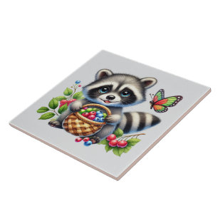 Raccoon, niedlicher Waldtierliebhaber Fliese