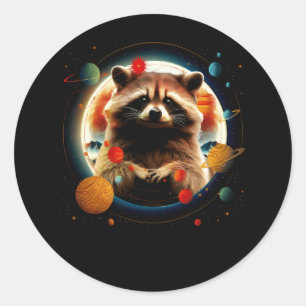 Raccoon of the Cosmos Galaxy Planet Astronomie Sol Runder Aufkleber