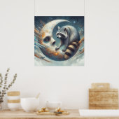 Raccoon on-Moon Poster (Küche)