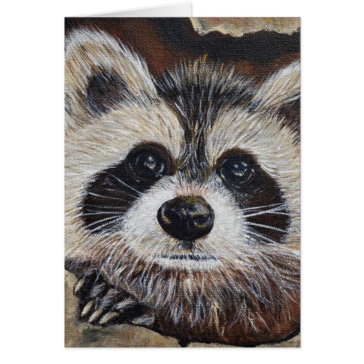 Raccoon Painting Grußkarte (Vorne)