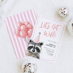 Raccoon Party Hat Lassen Sie uns Wild Geburtstag Einladung