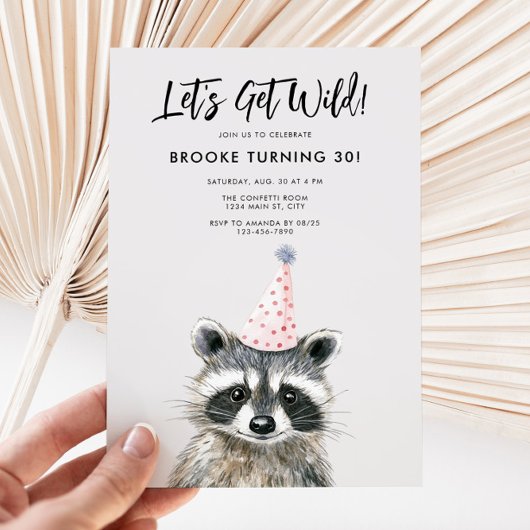 Raccoon Party Hat Woodland Geburtstag Einladung