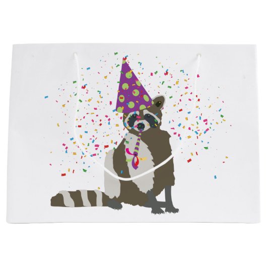 Raccoon Partying - Tiere mit einem Party Große Geschenktüte (Vorderseite)