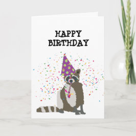 Raccoon Partying - Tiere mit einem Party Karte