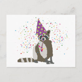 Raccoon Partying - Tiere mit einem Party Postkarte