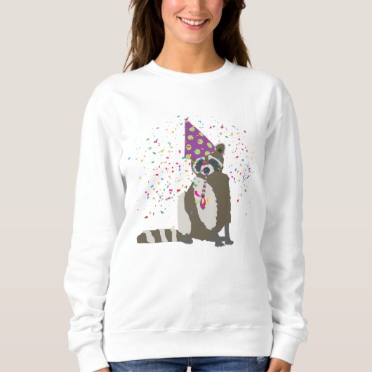 Raccoon Partying - Tiere mit einem Party Sweatshirt (Vorderseite)