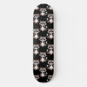 Raccoon Pattern Design Black  Skateboard (Vorderseite)