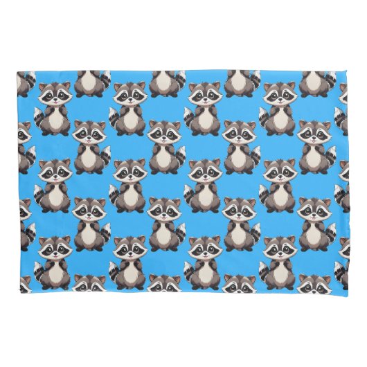 Raccoon Pattern Design Blue  Kissenbezug (Vorderseite)