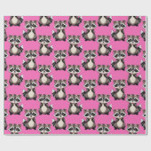 Raccoon Pattern Design Pink  Geschenkpapier (Flach)