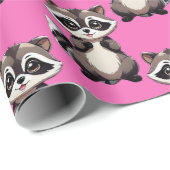 Raccoon Pattern Design Pink  Geschenkpapier (Rolleneckpunkt)