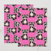 Raccoon Pattern Design Pink  Postkarte (Vorne/Hinten)