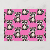 Raccoon Pattern Design Pink  Postkarte (Rückseite)