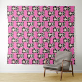 Raccoon Pattern Design Pink  Wandteppich (Beispiel (Horizontal))