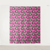Raccoon Pattern Design Pink  Wandteppich (Vorderseite)