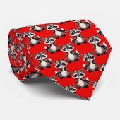Raccoon Pattern Design Red  Krawatte (Gerollt)