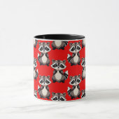 Raccoon Pattern Design Red  Tasse (Zentrum)