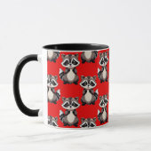 Raccoon Pattern Design Red  Tasse (Links)