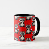 Raccoon Pattern Design Red  Tasse (VorderseiteRechts)