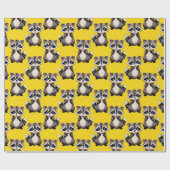 Raccoon Pattern Design Yellow  Geschenkpapier (Flach)
