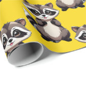 Raccoon Pattern Design Yellow  Geschenkpapier (Rolleneckpunkt)
