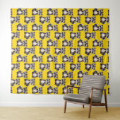 Raccoon Pattern Design Yellow  Wandteppich (Beispiel (Horizontal))
