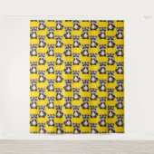 Raccoon Pattern Design Yellow  Wandteppich (Vorderseite)