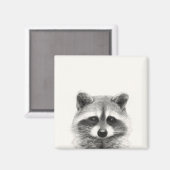 Raccoon Pencil Zeichnend Magnet (Vorderseite/Rückseite)