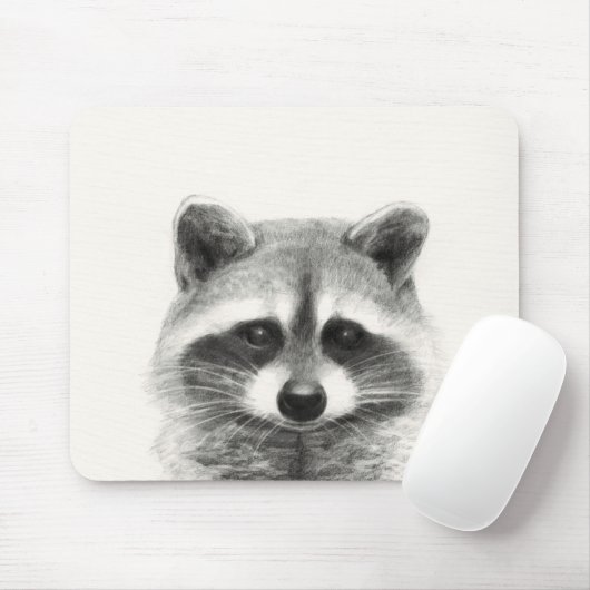 Raccoon Pencil Zeichnend Mousepad (Mit Mouse)