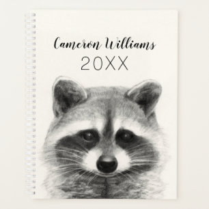Raccoon Pencil Zeichnend Planer