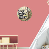 Raccoon Personalisiert Woodland Runde Wanduhr