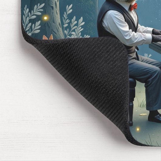 Raccoon Piano im Wald Mousepad (Ecke)